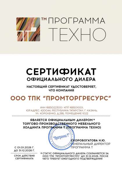 Сертификат «Программа Техно»